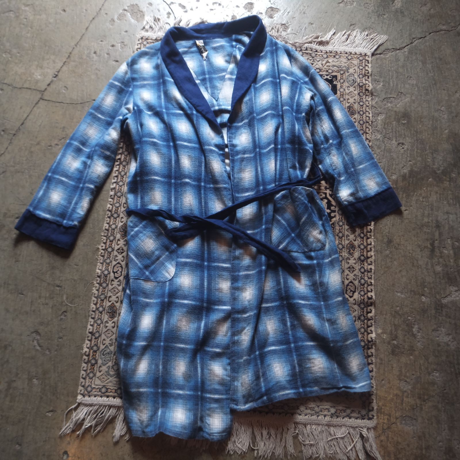 60s70s cabot　cotton ombre check nel gown カボット　オンブレチェック　コットンネル　ガウン 　М