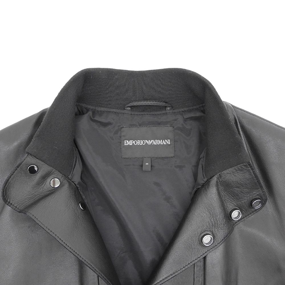 超美品 エンポリオアルマーニ Emporio Armani 現行黒タグ ラムレザー