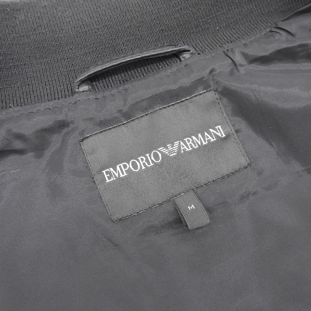 超美品 エンポリオアルマーニ Emporio Armani 現行黒タグ ラムレザー