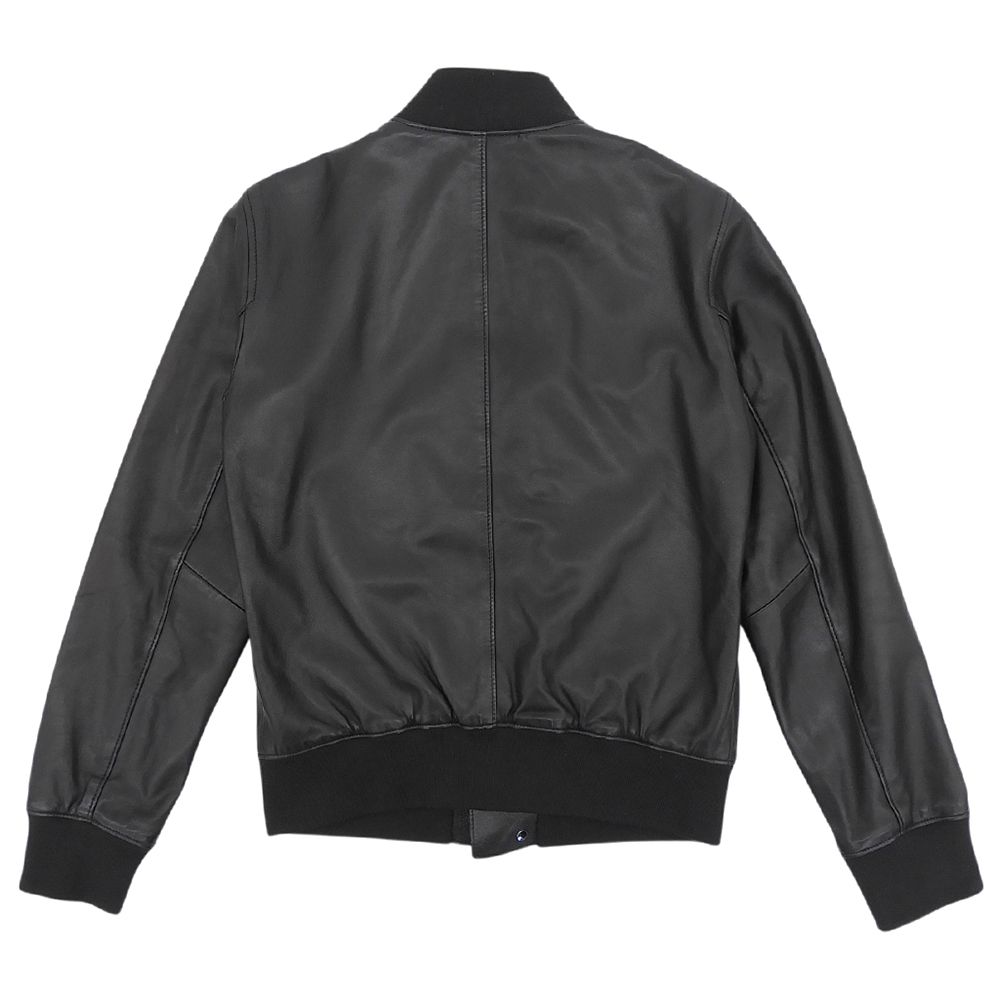 超美品 エンポリオアルマーニ Emporio Armani 現行黒タグ ラムレザー スタンドカラー ジャケット M 46 170-175cm 黒 メンズ ボンバー ライダース 超美品 エンポリオアルマーニ Emporio Armani 現行黒タグ ラムレザー