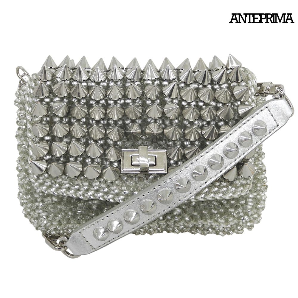 超美品 アンテプリマ ANTEPRIMA 希少 ボルキエッテ ルケット ショルダー バッグ シルバー スタッズ 袋付き 定価62000円