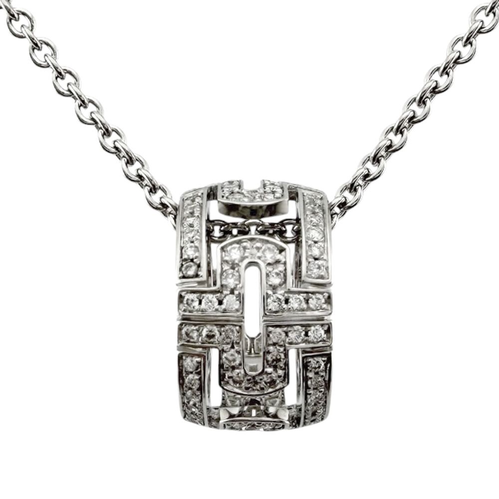 ブルガリ パレンテシ ネックレス 18金 K18ホワイトゴールド ダイヤモンド レディース BVLGARI 中古 ブルガリ