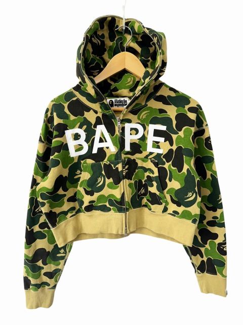 アベイシングエイプ A BATHING APE CAMO FULL ZIP HOODIE カモ柄 ロゴ ジップアップ パーカー 001ZPK802007L ABC S カーキ ブランド古着ベクトル 中古260609