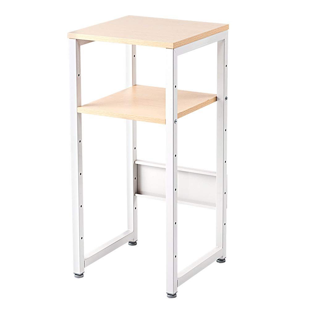 イーサプライ 受付台 2段 高さ75cm 幅35cm 奥行35cm 消毒液台 電話台 スタンド 店舗 オフィス ライトブラウン EEX-PRJS01WDJu
