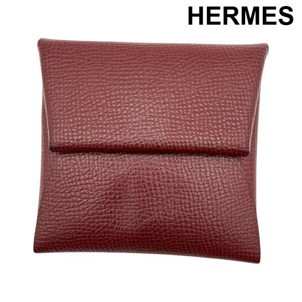 ● エルメス HERMES バスティア 小銭入れ コインケース 財布 小物 雑貨 C刻印 開閉式 スナップボタン ボルドー レザー ユニセックス 6V620