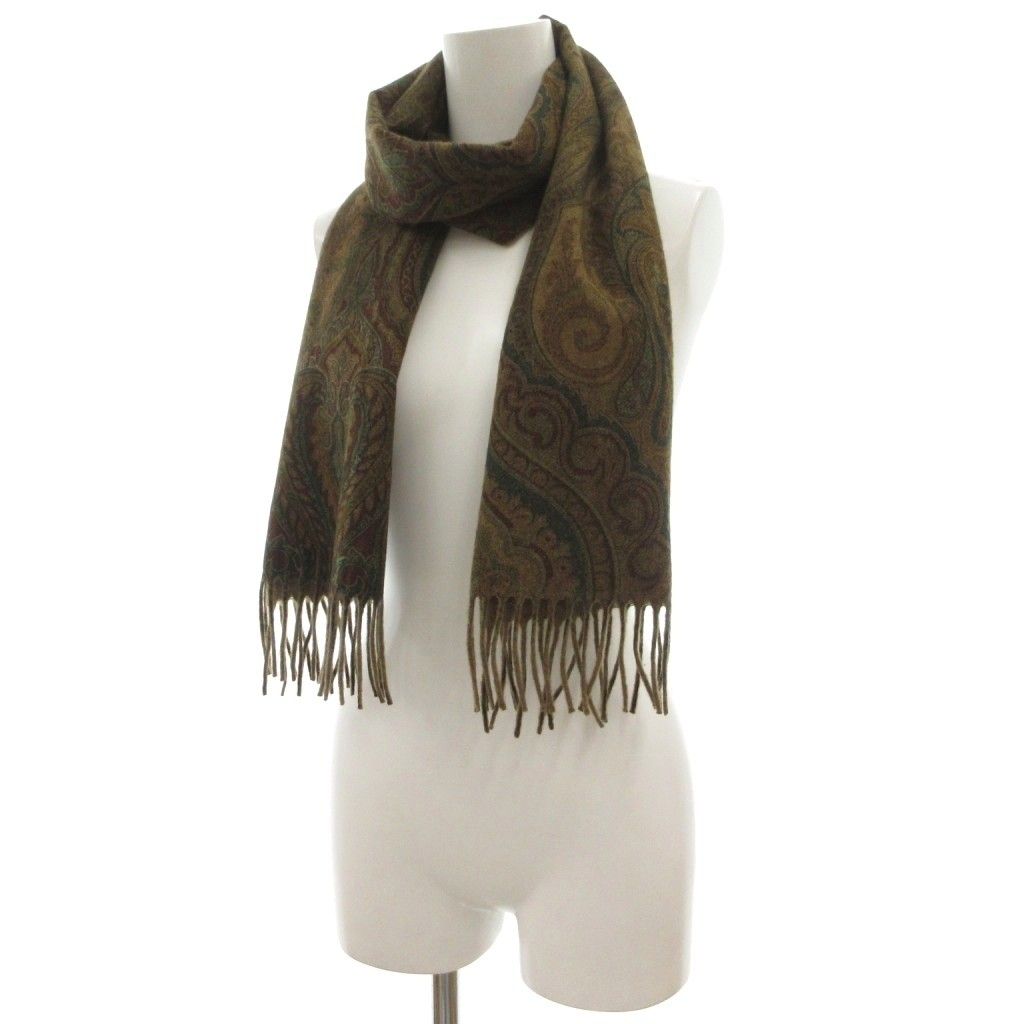 エトロ ETRO マフラー カシミヤ 茶 ブラウン ペイズリー柄 フリンジ /SC 12,996円