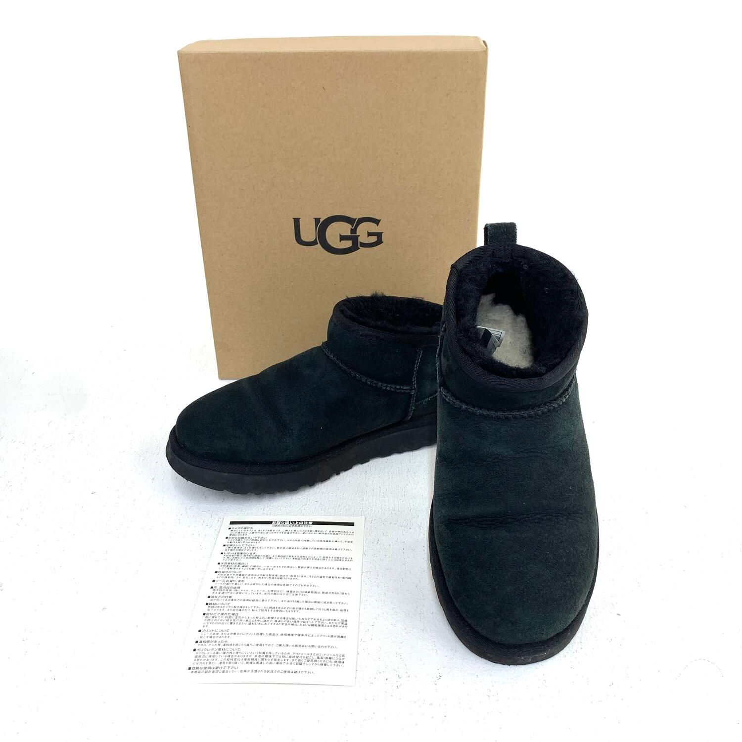 【★加古川物流】中古 w/1116109 UGG Classic Ultra Mini black アグ クラシック ウルトラ ミニ 24cm:【128】