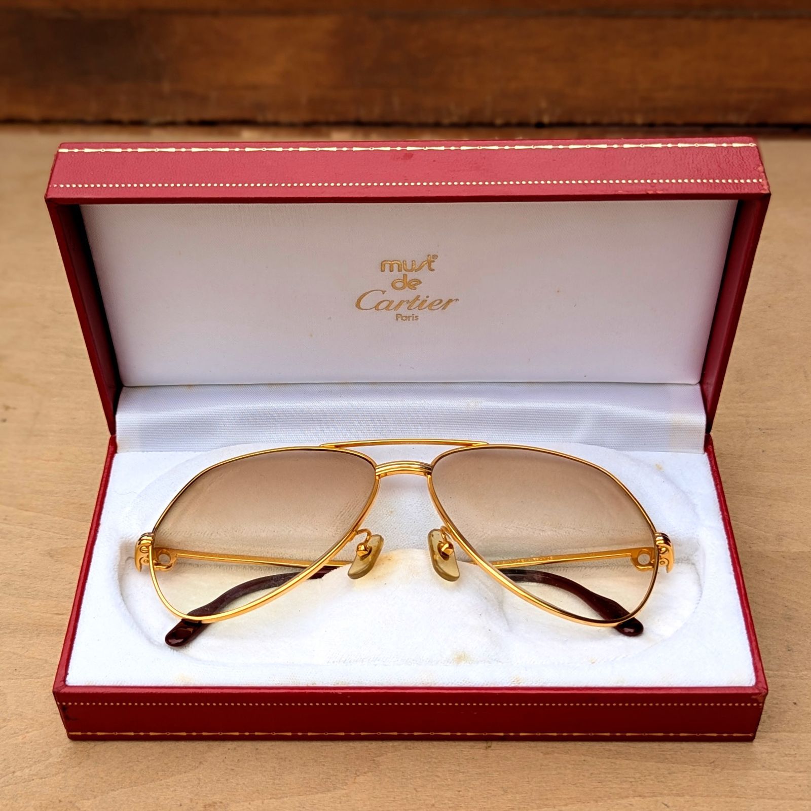 Cartier カルティエ サングラス ヴィンテージ ゴールドフレーム ケース付き