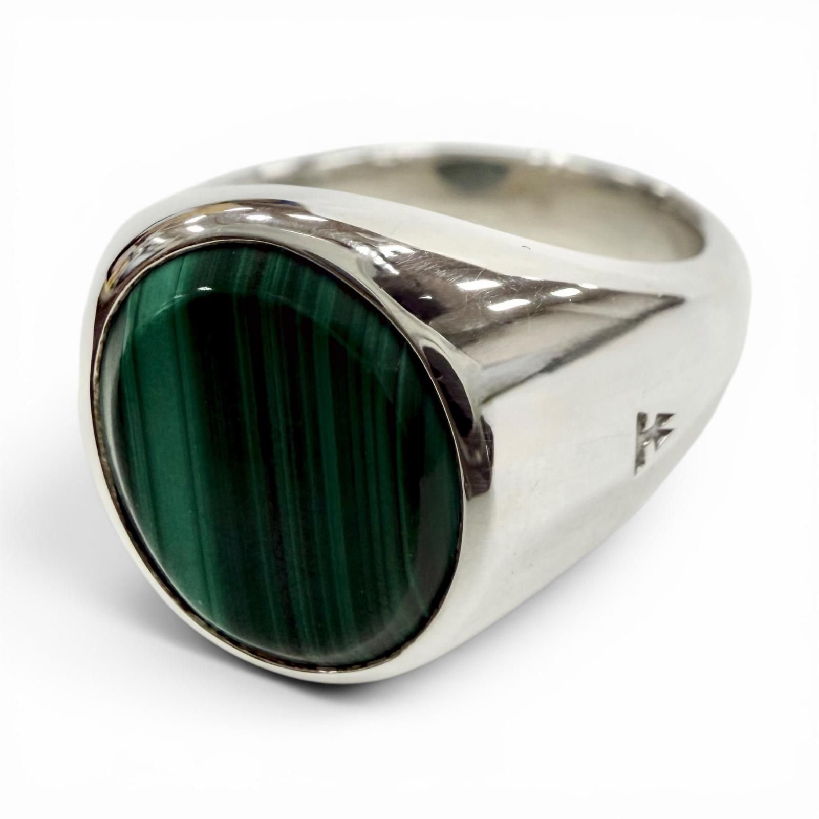 極美品◇TOM WOOD トムウッド Lizzie Ring マラカイト 925 現行品 リング 指輪 シルバー グリーン 52 JP11.5号 重量9.5g メンズ ケース付