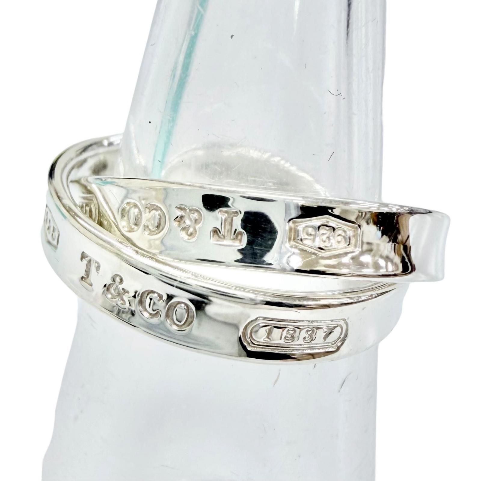 極美品△TIFFANY&Co. ティファニー 1837 インターロッキングサークル リング 指輪 925 25年7月購入 現行品 シルバー 50 JP8号 重量4.8g レディース 箱・保存袋付き 定価115,500円