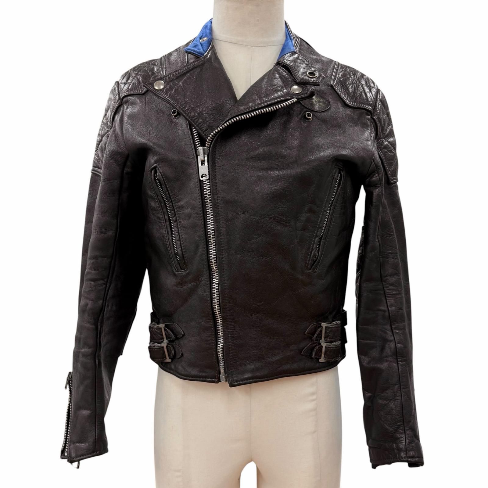 人気□Lewis Leathers ルイスレザー ヴィンテージ スーパーモンザ レザー 70s 中綿入り ライダースジャケット ダークブラウン 38 イングランド製 メンズ