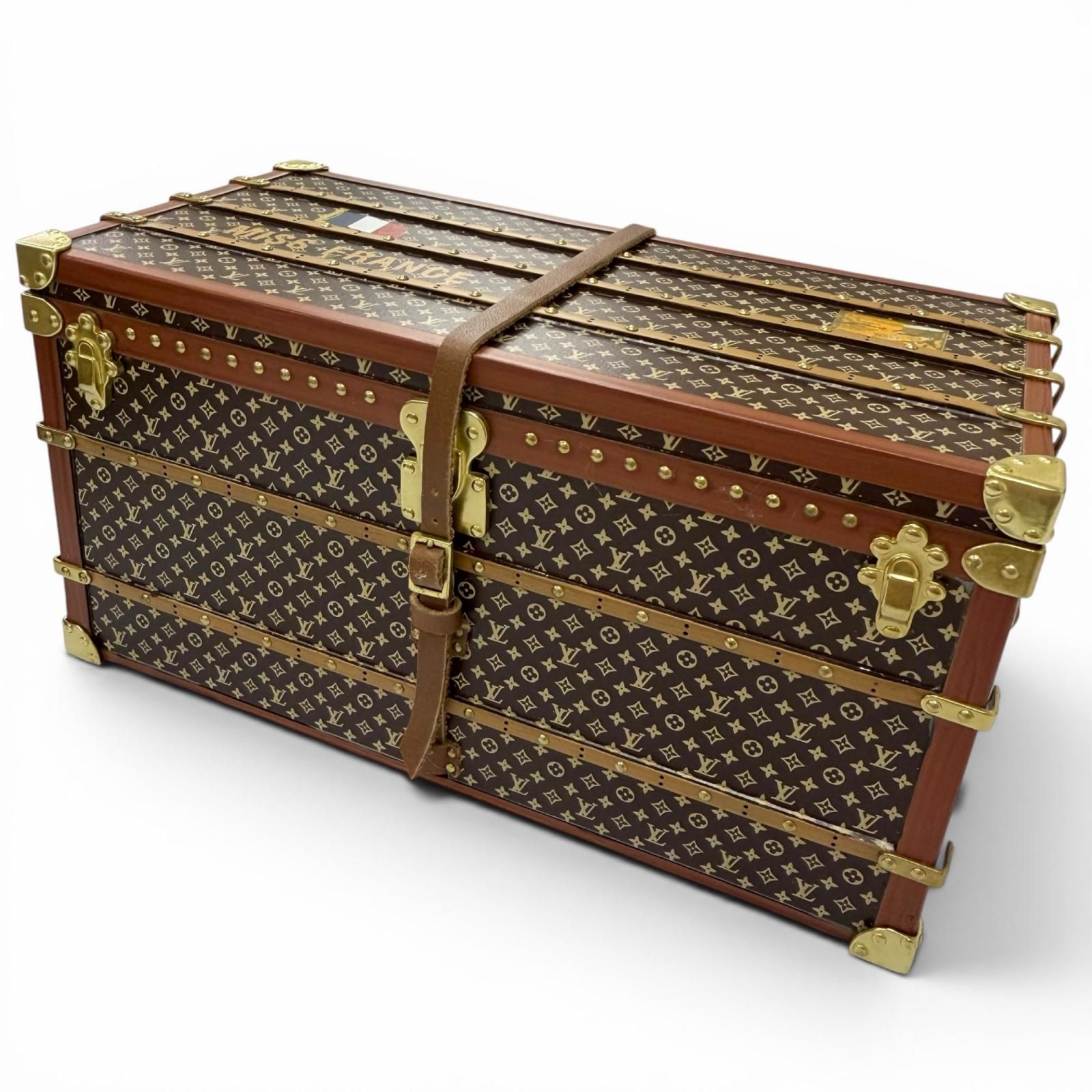 極美品□LOUIS VUITTON ルイヴィトン M99408 ミスフランス モノグラム ノベルティ トランク型 ペーパーウエイト 文鎮 ブラウン メンズ 箱付き