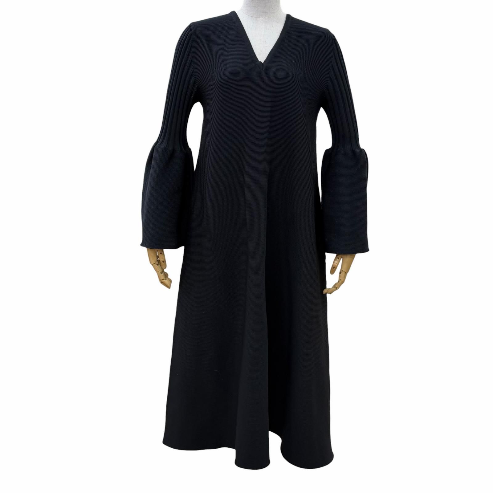 極美品☆CFCL シーエフシーエル CF004KH1151 POTTERY KAFTAN 3 GLITTER 長袖ニット ワンピース ブラック 1 日本製 正規品 レディース
