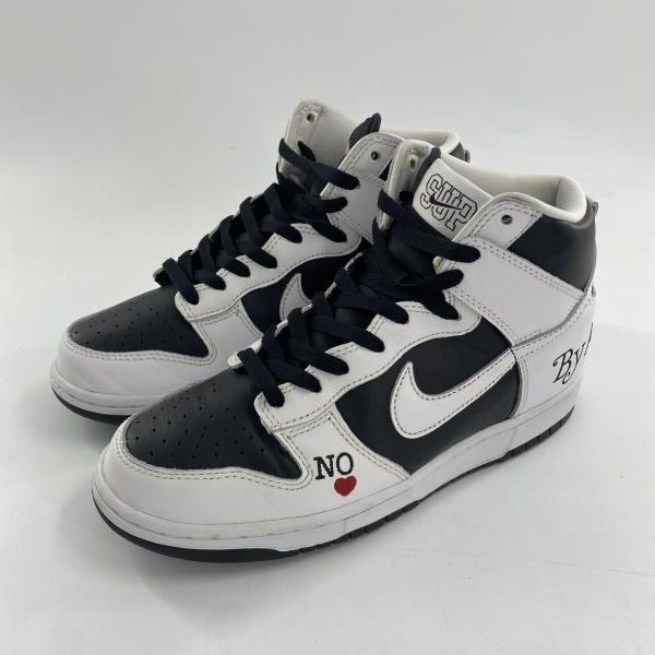 Supreme × NIKE SB Dunk High By Any Means White Black スニーカー 
