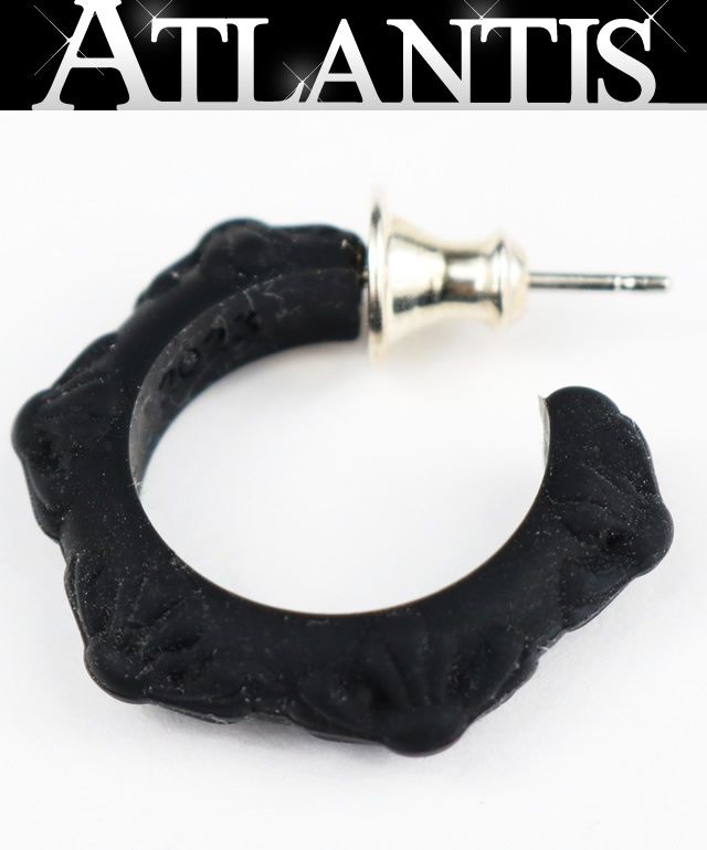 CHROME HEARTS 銀座店 クロムハーツ 美品 シリコンラバー クロスバンド フープ ピアス 黒 103501