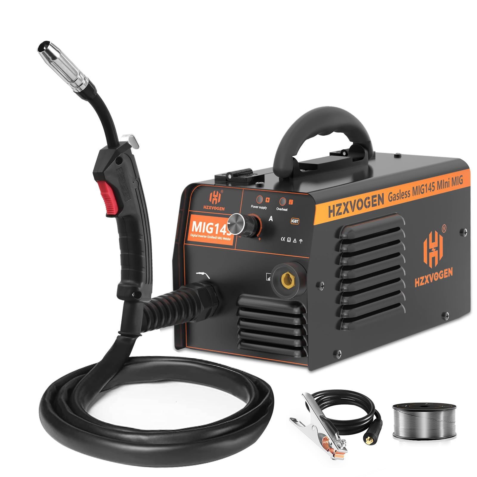 【新品】ノンガス 半自動 溶接機 半自動溶接機 100V/200V 兼用 MIG溶接機 145A インバーター搭載 定格使用率40％ 軽量 小型 軽工業 家庭での DIY プロジェクト 簡単な修理に適しています 日本語説明書 MIG145 b39b82f3