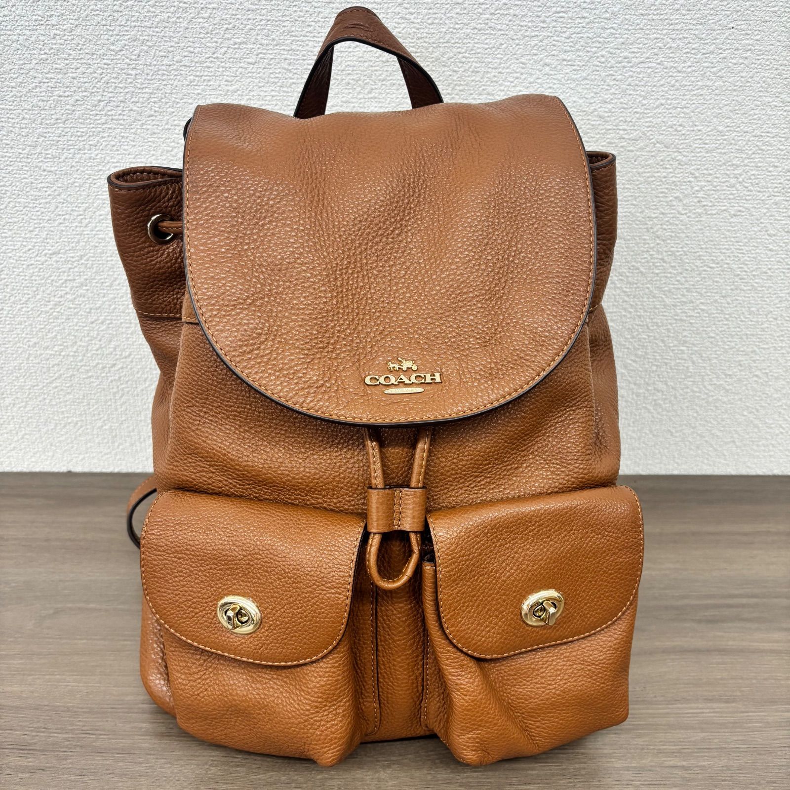 （s）美品 コーチ COACH リュックサック ターンロック ブラウン /7989