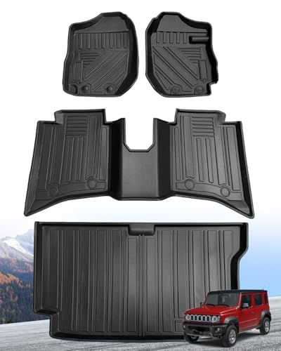 R★ジムニー ノマド MT (JC74W) 2024+ 専用 3D フロアマット＆ラゲッジマットセット 手動?速車(MT車)対応 防水・防汚 高耐久ラバー製 車内装カスタム JIMNY NOMADE 専用設計 マニュアルトランスミッション専用 75e597d1