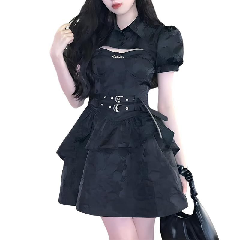 【新品】 [AOTYP] アイドル コスプレ 衣装 ゴシック 黒 ブラック ノースリーブ ミニドレス 演出服 イベント パーティー cosplay 衣装 仮装 クリスマスプレゼント 森ガール きれいめ お姫様 おしゃれ ブラックL