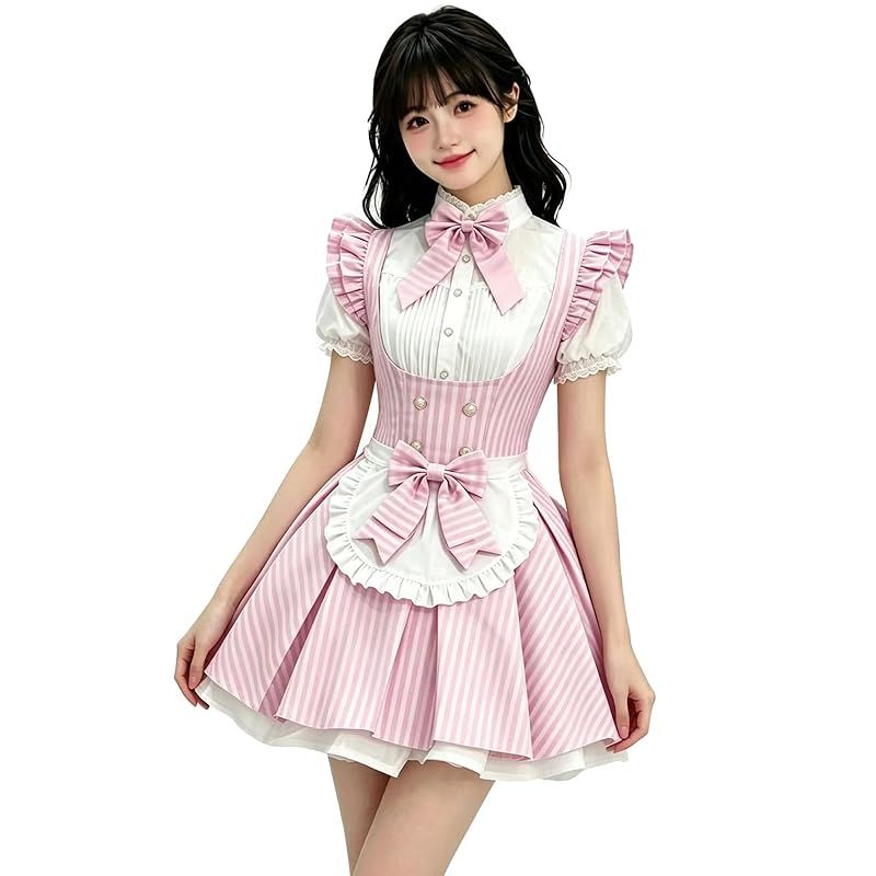 【新品】 [KALAOK] メイド服 コスプレ衣装 女装 萌え萌え かわいい 仮装 ゴスロリ ワンピース pink S