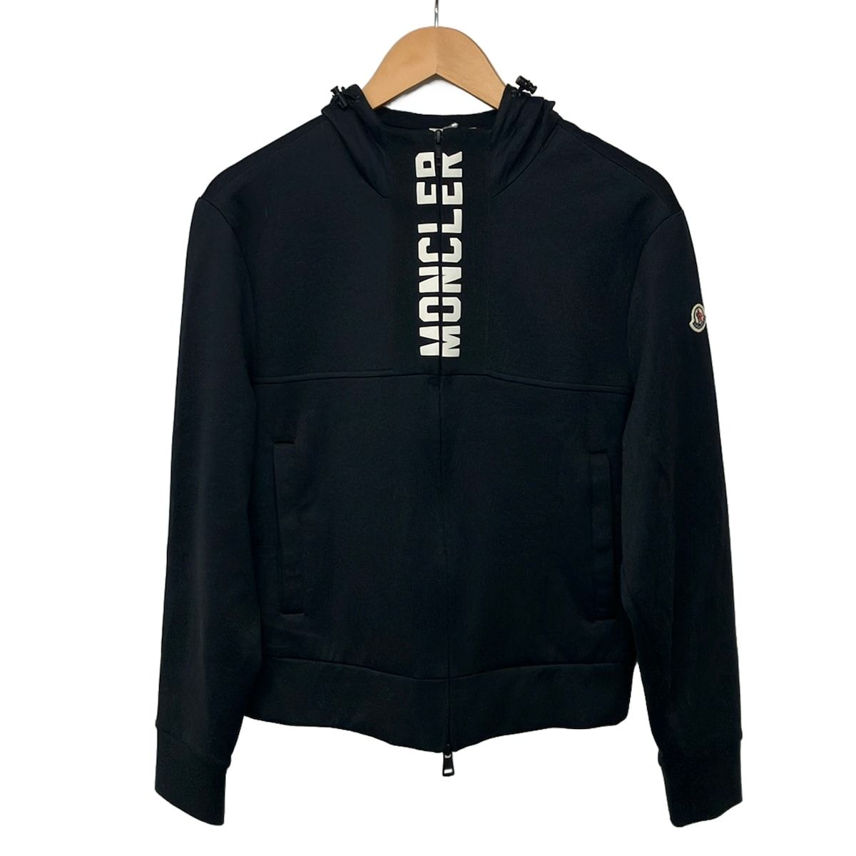 MONCLER(モンクレール) パーカー サイズM メンズ MAGLIA 黒×白 長袖/ジップアップ