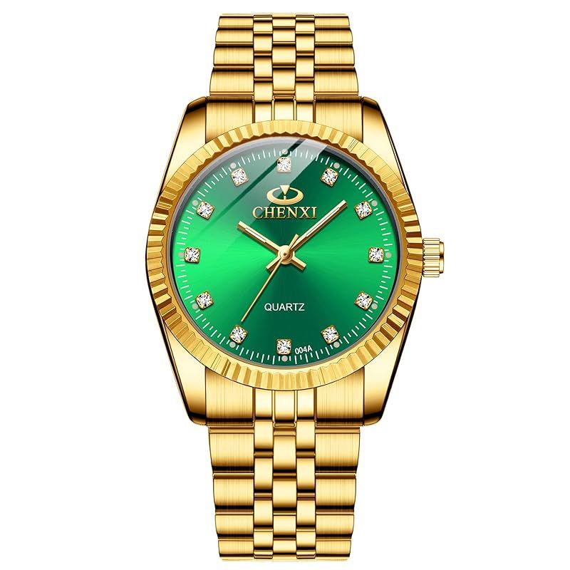 【新品】 JEWELRYWE カップルウォッチ 超薄型 クォーツ アナログ 腕時計 夜光針 カジュアル ステンレススチール メンズ 恋人 結婚式 ロマンチックなギフト グリーン