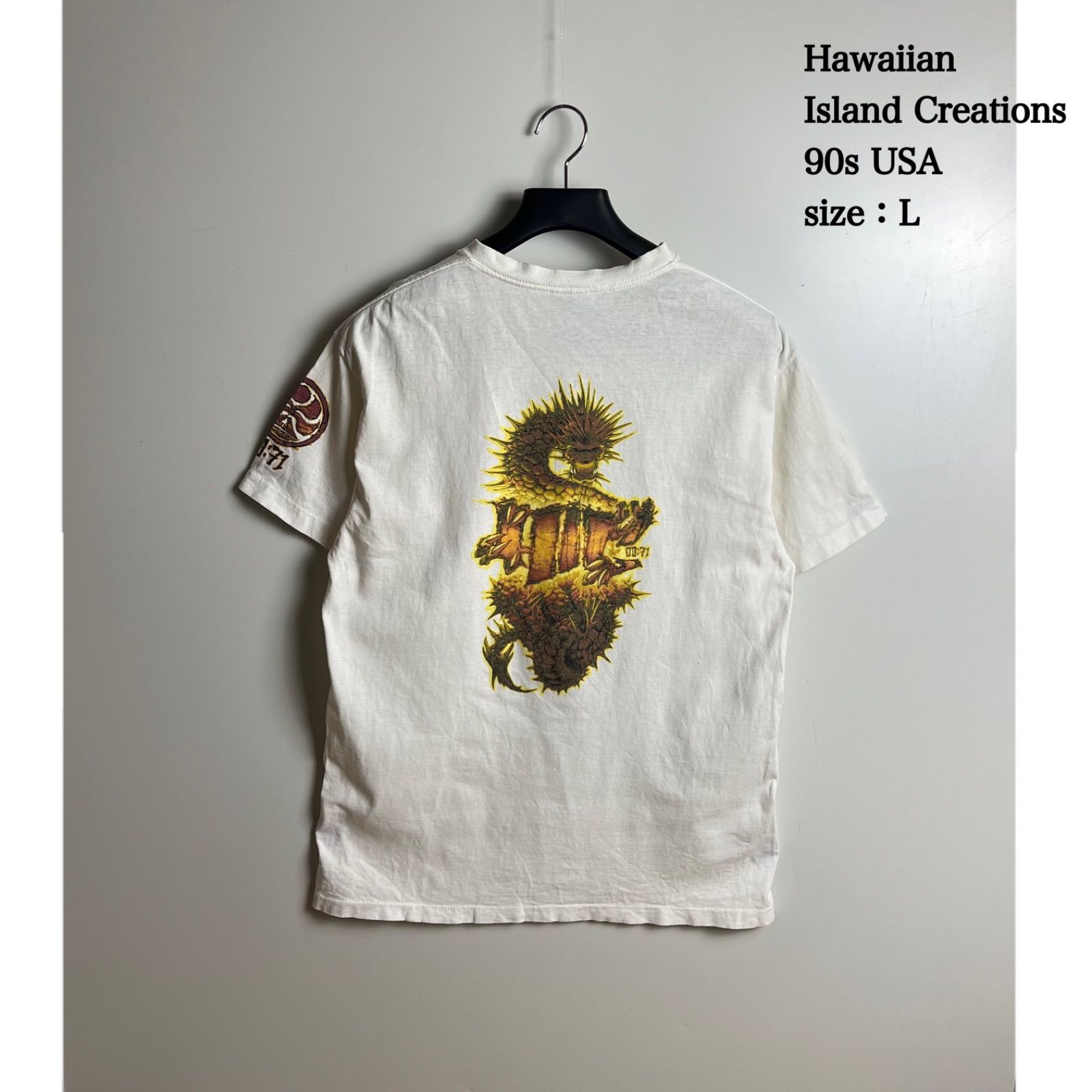 HIC Hawaiian Island Creations 90s USA vintage DRAGON surf Tee L