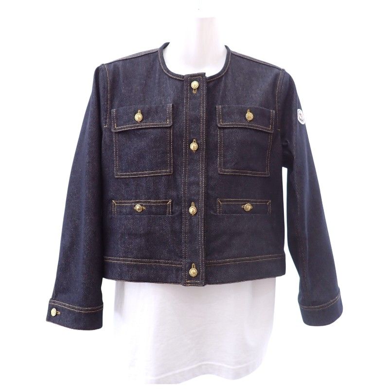 〈クリーニング済み〉モンクレール DIOXYDE デニムジャケット サイズ1 モンクレール MONCLER デニムジャケット ノーカラー TENCHIN GIUBBOTTO