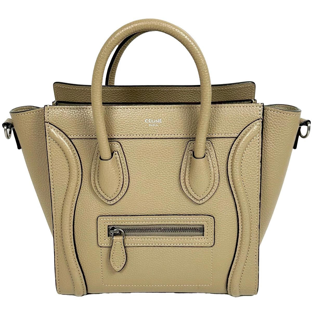 【CELINE】セリーヌ　ラゲージバッグ　ナノショッパー　ベージュ系　2WAY　レディース　トートバッグ　ショルダーバッグ 【中古品】 USED-A 【9304】 103,400円