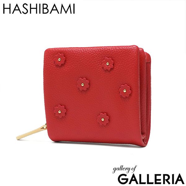 ハシバミ 二つ折り財布 レディース 本革 HASHIBAMI 財布 コンパクト ウォレット ブランド おしゃれ かわいい 小さい ミニ レザー 軽い 折り財布 小銭入れ付き スモールフラワー ハーフウォレット Ha-2407-502 RED 11,858円