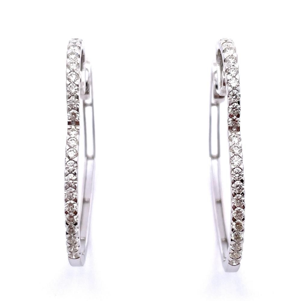 フープ ピアス ダイヤモンド 0.82ct K18WG 5.5g ハートモチーフ デザイン ジュエリー【中古】