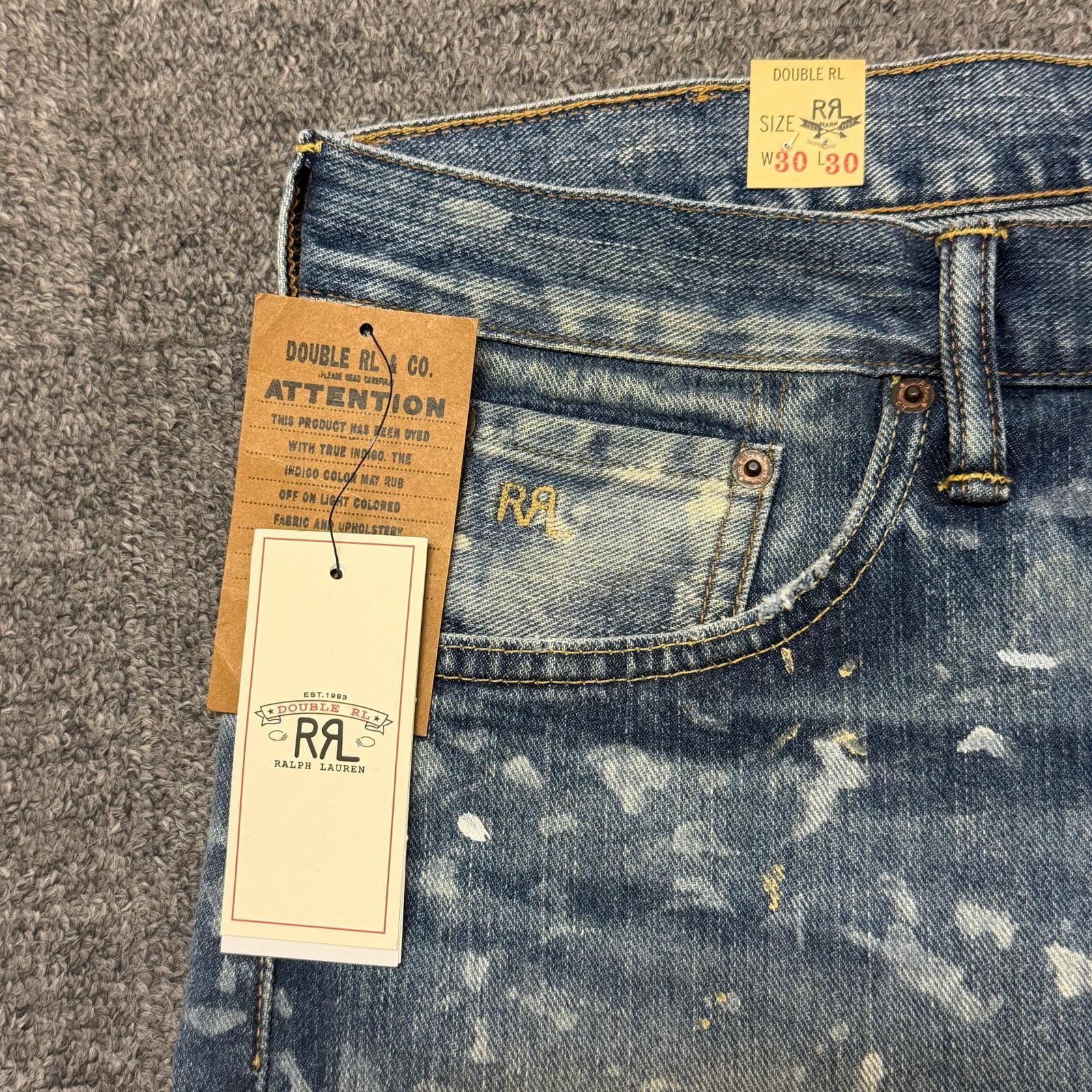 参考上代53900円 未使用 RRL ストレートフィットFenimore ディストレストジーンズ デニムパンツ ダブルアールエル MNRRDNM10920134 インディゴ 30/30 （16339M） 参考上代53900円 未使用 RRL ストレートフィットFenimore ディスト