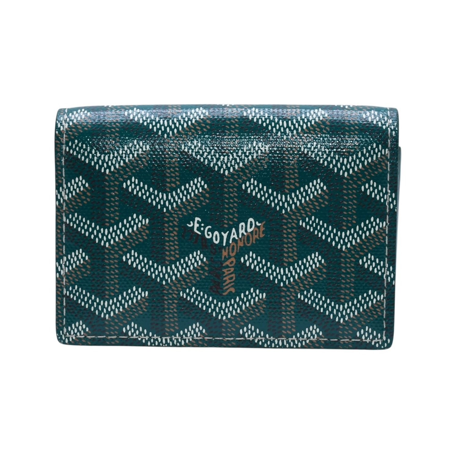 新品同様品 GOYARD ゴヤール マルゼルブ カードケース MALESHPMLTY09CL09X シルバー金具 グリーン PVC ヴォーカルカーフスキン 中古 4a003847
