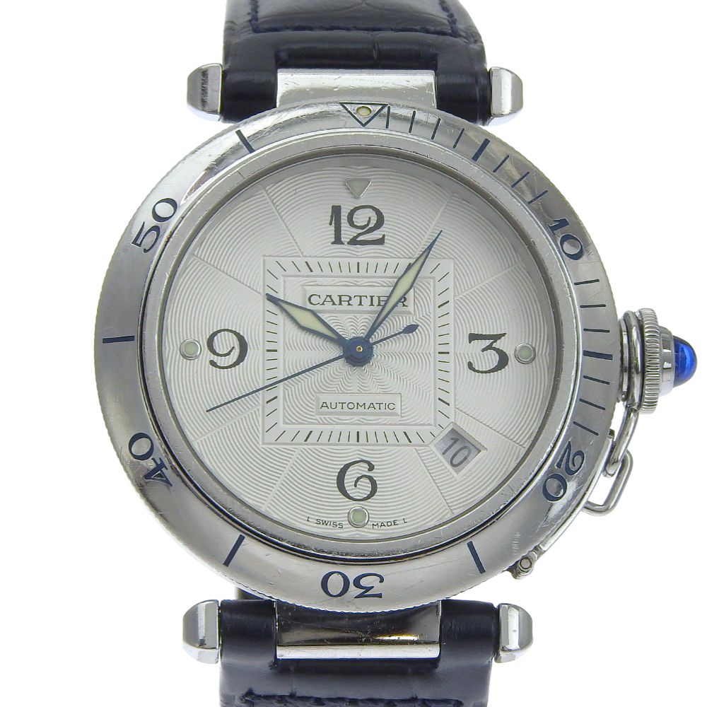 【CARTIER】カルティエ パシャ38 W3103755 ステンレススチール×クロコダイル 自動巻き アナログ表示 メンズ シルバー文字盤 腕時計