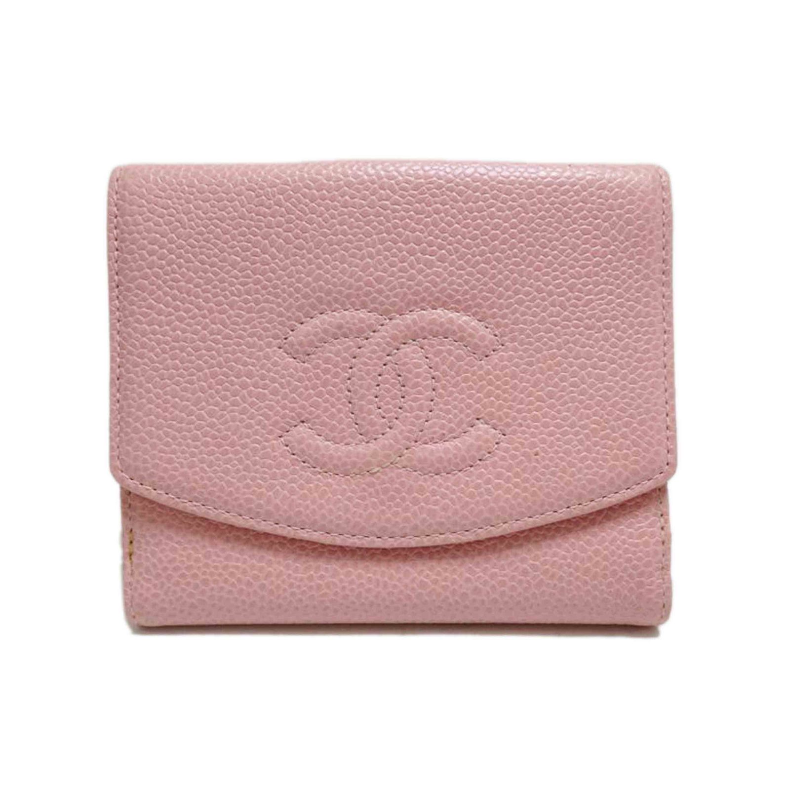 CHANEL マトラッセキャビアスキンダブルホック財布/ピンク A13496 ABランク 84