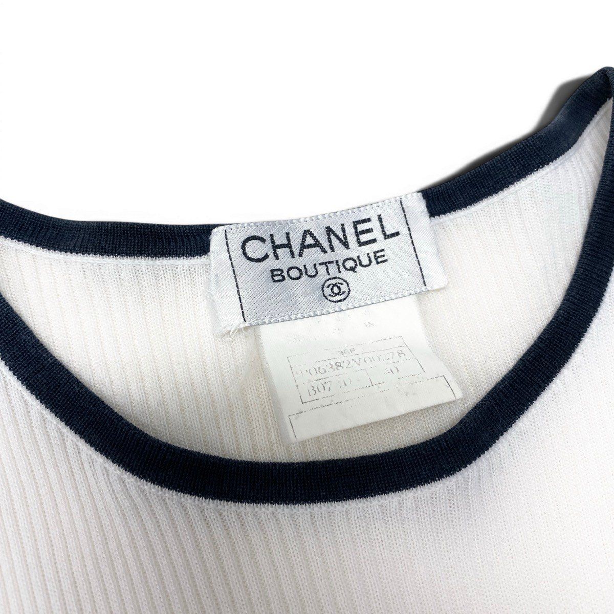 Cf11 CHANEL シャネル 96P ココマーク刺繍 リブニット ショート