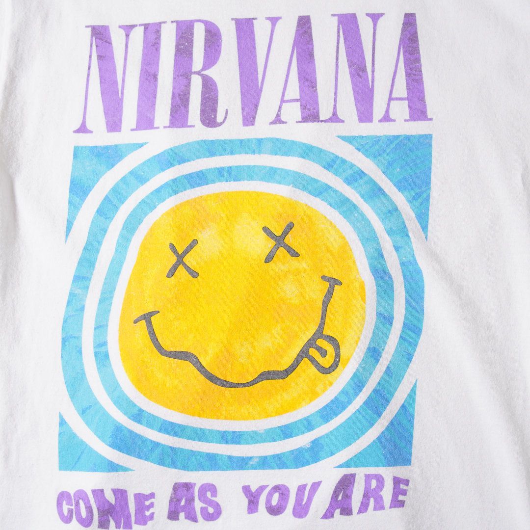 ニルヴァーナ NIRVANA Tシャツ M ホワイト Y2K スマイル バンT バンドT