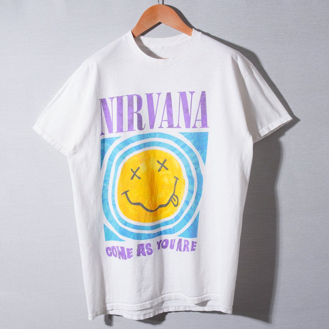 ニルヴァーナ NIRVANA Tシャツ M ホワイト Y2K スマイル バンT バンドT