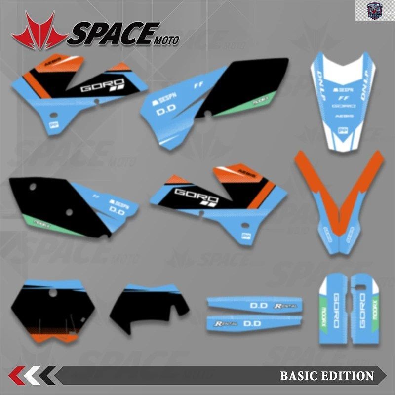 SPACE KTM EXC EXC-F 125 250 300 450 525 05-07 EXC グラフィック デカール ステッカー キット オートバイ 背景 番号 名前