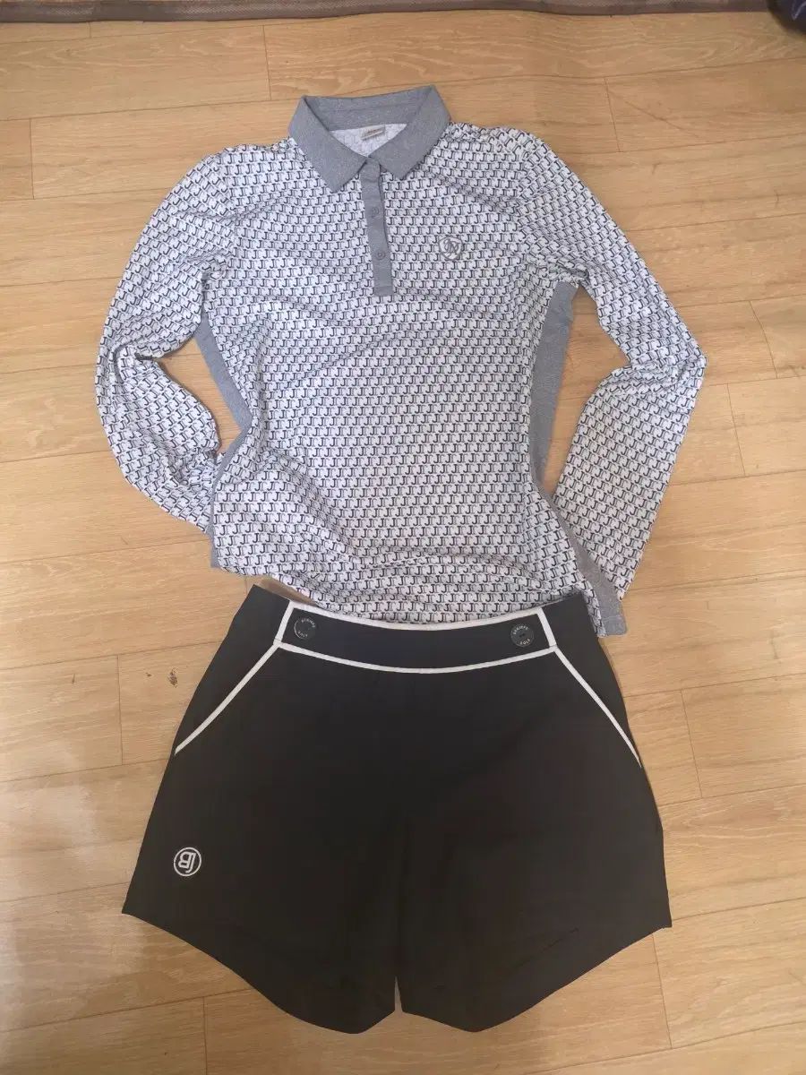 ブラック＆ホワイト パータン ロングスリーブ ゴルフウェア トップス 90+ レディース ショートパンツ
