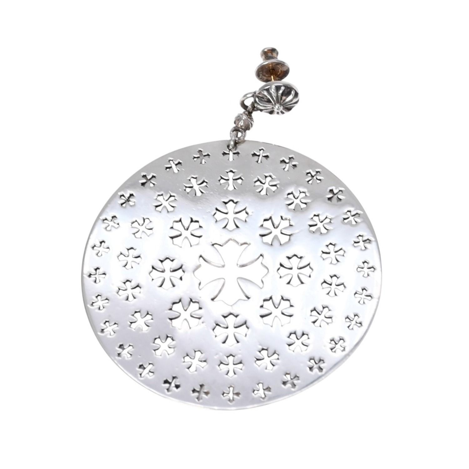 極美品 CHROME HEARTS クロムハーツ CIRCLE CH PLUS サークルCHプラス ドロップピアス 重量約15.34g 片耳用 シルバー925 中古 4a003622