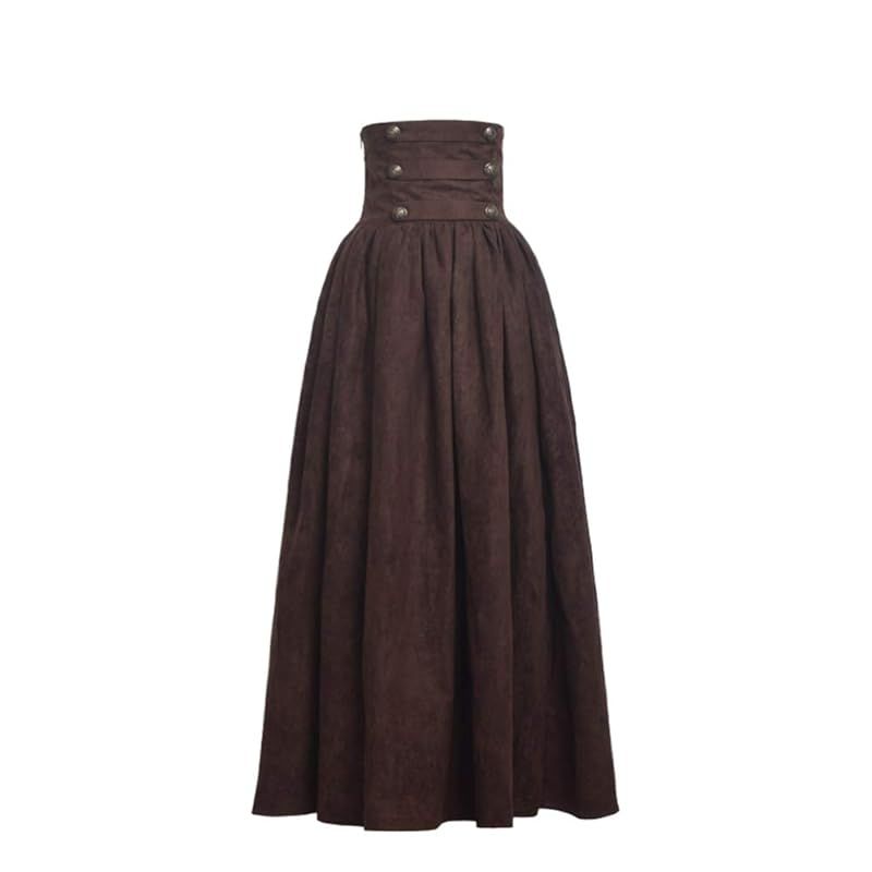 【新品】 [BLESSUME] レ―ディズ ゴシック ロリータ パンクスタイル ハイウエスト スカート (M, Brown)