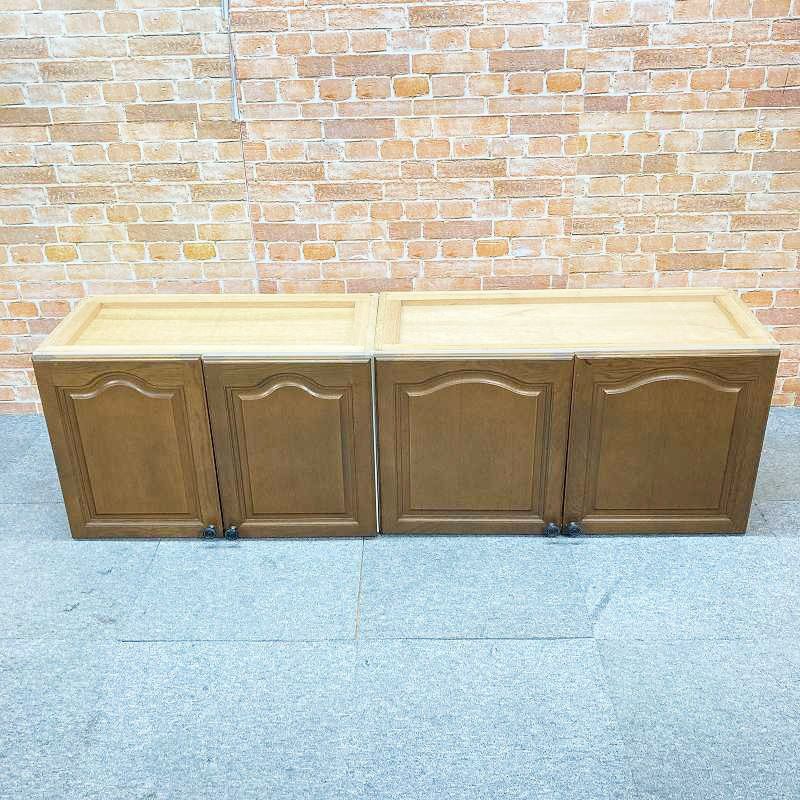 【中古品】【良品】 タカラスタンダード 吊り戸棚 吊棚 トイレ棚 洗面棚 キッチン棚 木製 「幅196cm 幅1960mm」 2個セット 観音開き 02F