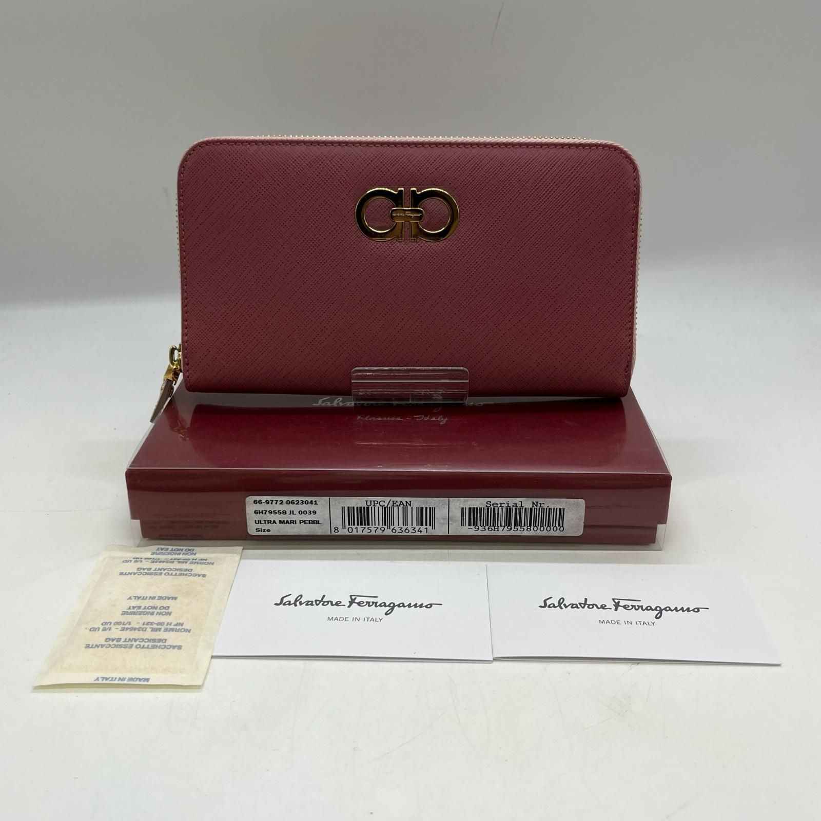 Salvatore Ferragamo サルヴァトーレフェラガモ 長財布　ガンチーニ ダブルガンチーニ Y-22 C338 ピンク