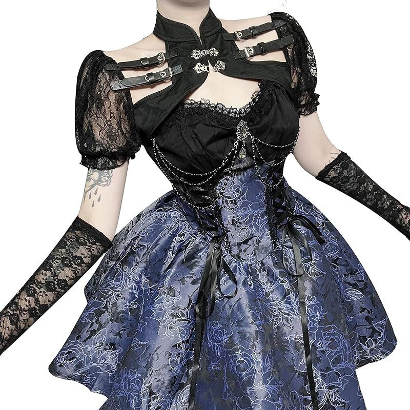 【新品】 [KLGIRL] コスプレ ワンピース ハロウィン ゴシック風 黒 アイドル衣装 ゴスロリ ロリータ cosplay lolita 可愛い ミニドレス サブカル系 甘ロリ 原宿系 お姫様 お嬢様 コスチューム ステージ衣装 パーティー イベント M