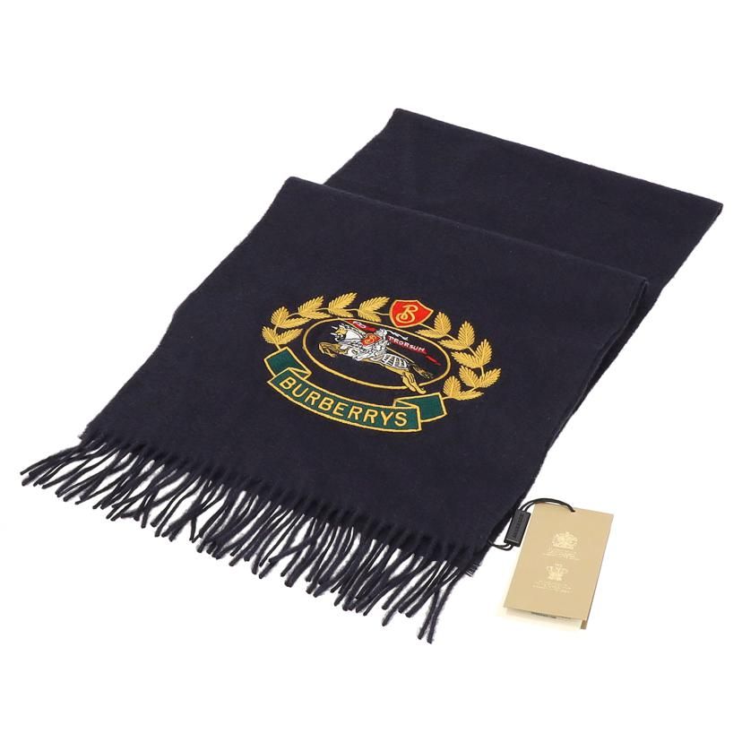 BURBERRY アーカイブロゴカシミヤ100％マフラー/ネイビー 4075222 SA