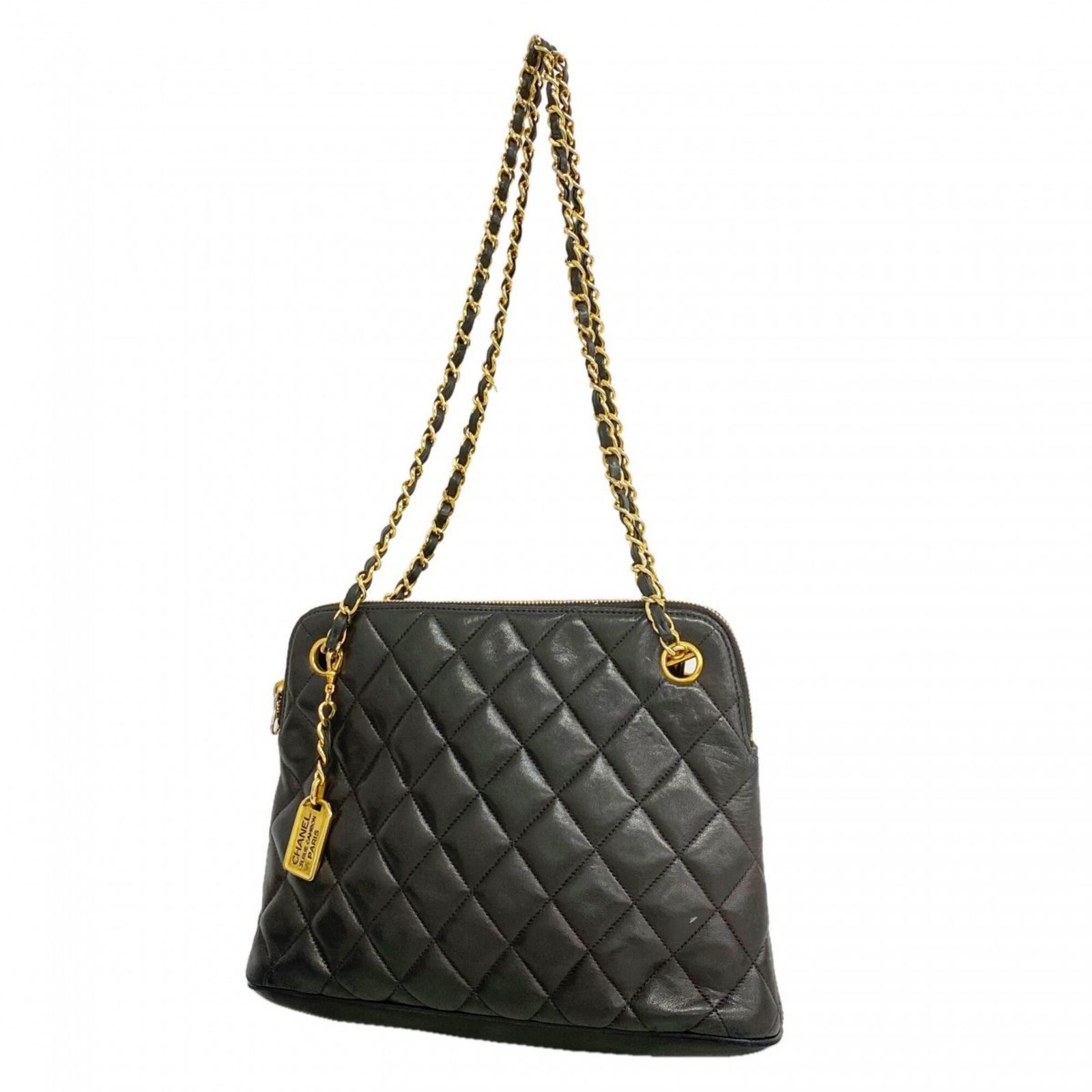 シャネル(Chanel) シャネル ショルダーバッグ マトラッセ チェーンショルダー ラムスキン ブラック レディース