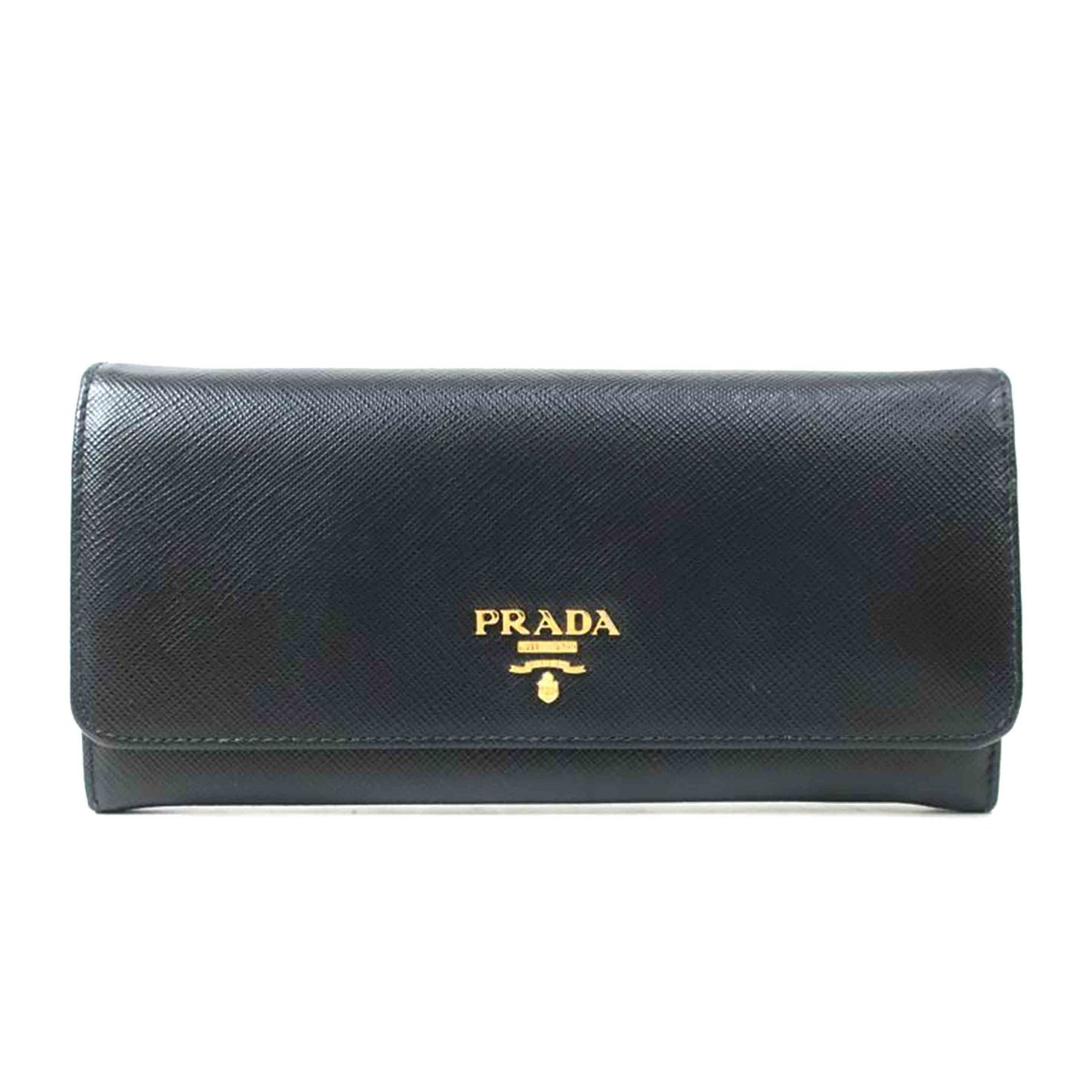 PRADA サフィアーノ Wホック レザー長財布 ブラック パスケースなし ABランク 65