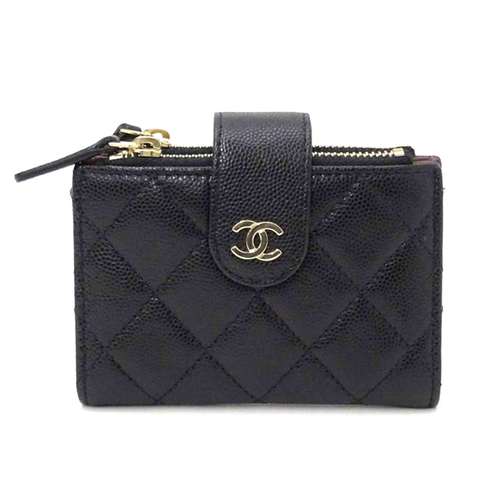 CHANEL クラシックWジップカードケース/キャビアスキン/ブラック AP1928 Aランク 69