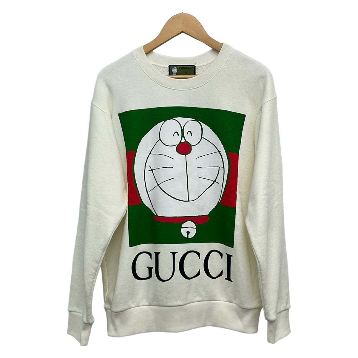 GUCCI(グッチ) トレーナー サイズXS メンズ美品 - 617964 XJDIJ アイボリー×グリーン×レッド 長袖/DORAEMON（ドラえもん）